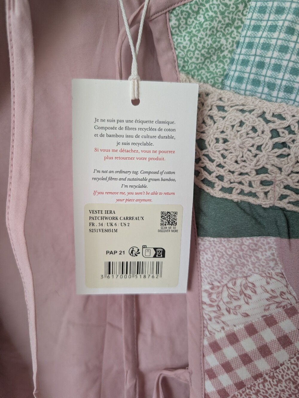 NWT Sezane Iera Jacket Patchwork Checks - Picture 3 of 4